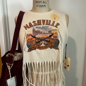 Fringed Nashville Music Festival Tank Top - Cream